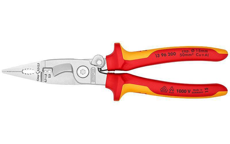 Knipex Elektro-Installationszange 200 mm verchromt m.Öffungsfeder