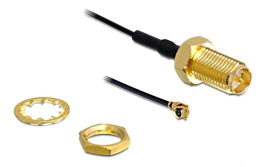 Delock RP-SMA-Bu -/MHF/U.FL(I-Pex) zum Einbau, 5cm