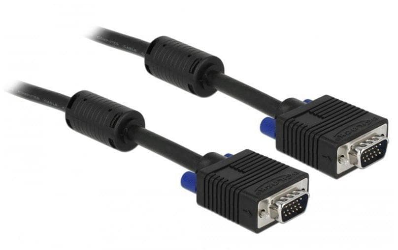 Monitorkabel VGA, M/M, 1 Meter Stecker-Stecker, 2xFerritkern, 15Pin