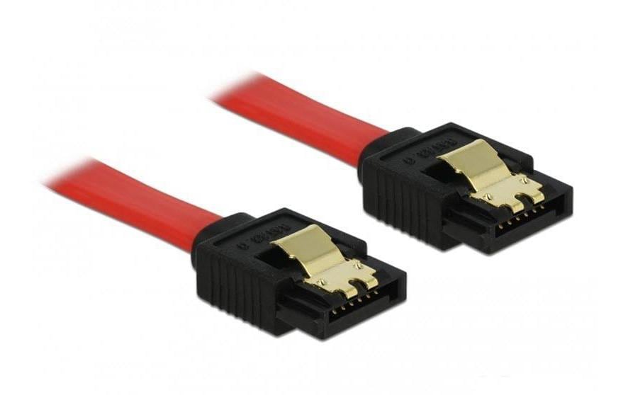 Delock SATA-3 Kabel: 10 cm,Metall Clip, rot 6 Gbps, kompatibel mit Sata2 und 1