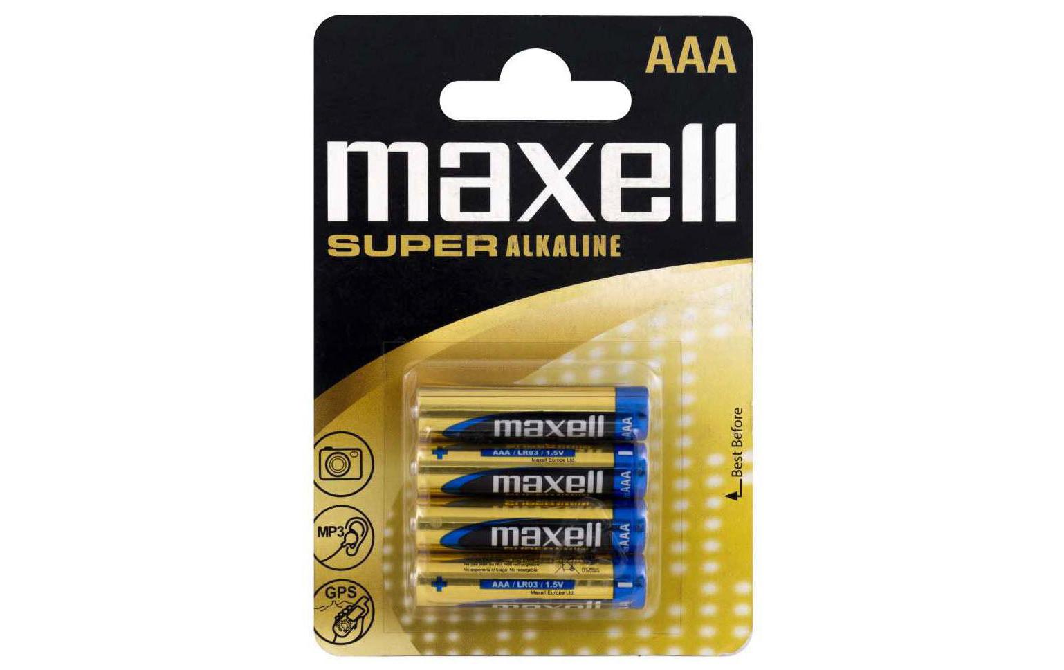 Maxell Batterie Super Alkaline AAA 4 Stück vergl. LR03, Blister
