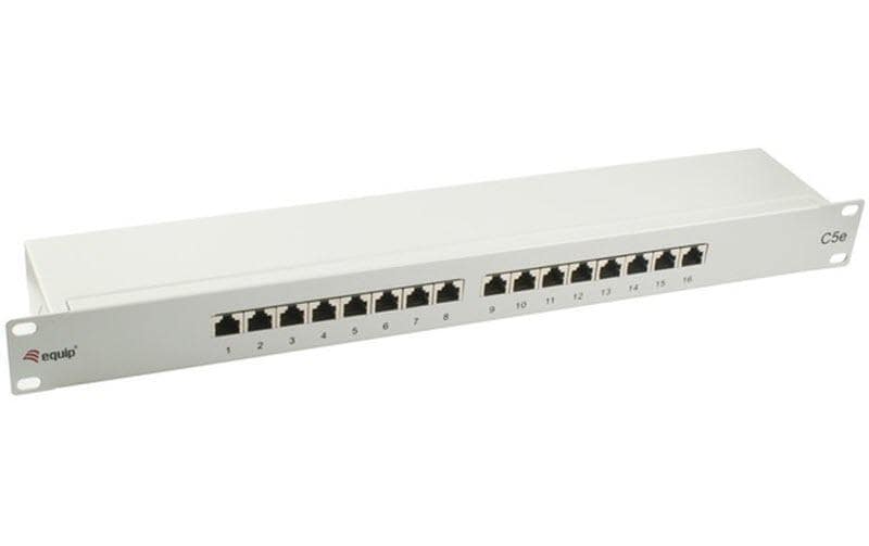 equip 19" Patchpanel: 16 Port, 1HE, grau Cat.5e, zu 19" Serverschrank