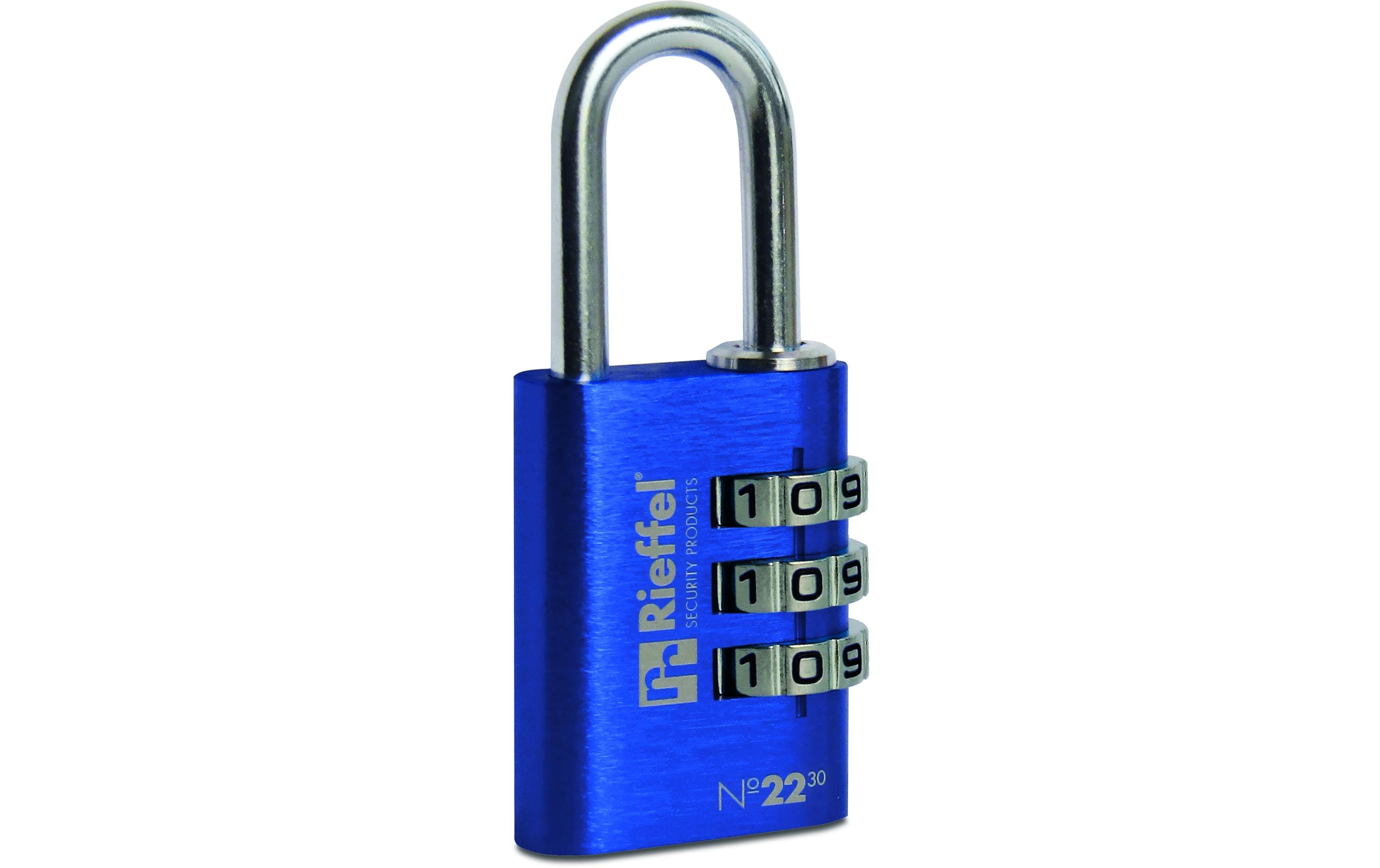 Rieffel Vorhängeschloss Aluminium Nr. 22 SB Zahlencode blau, Gr. 30x27.5mm