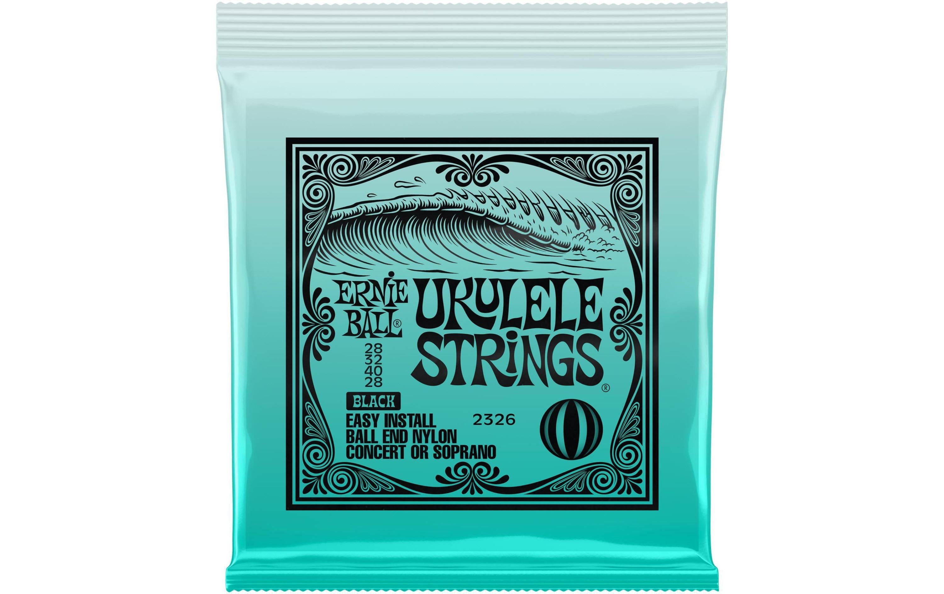 Ernie Ball 2326 Ukulele Strings Ukulelen Saitensatz, Black, Ball End, 28-28