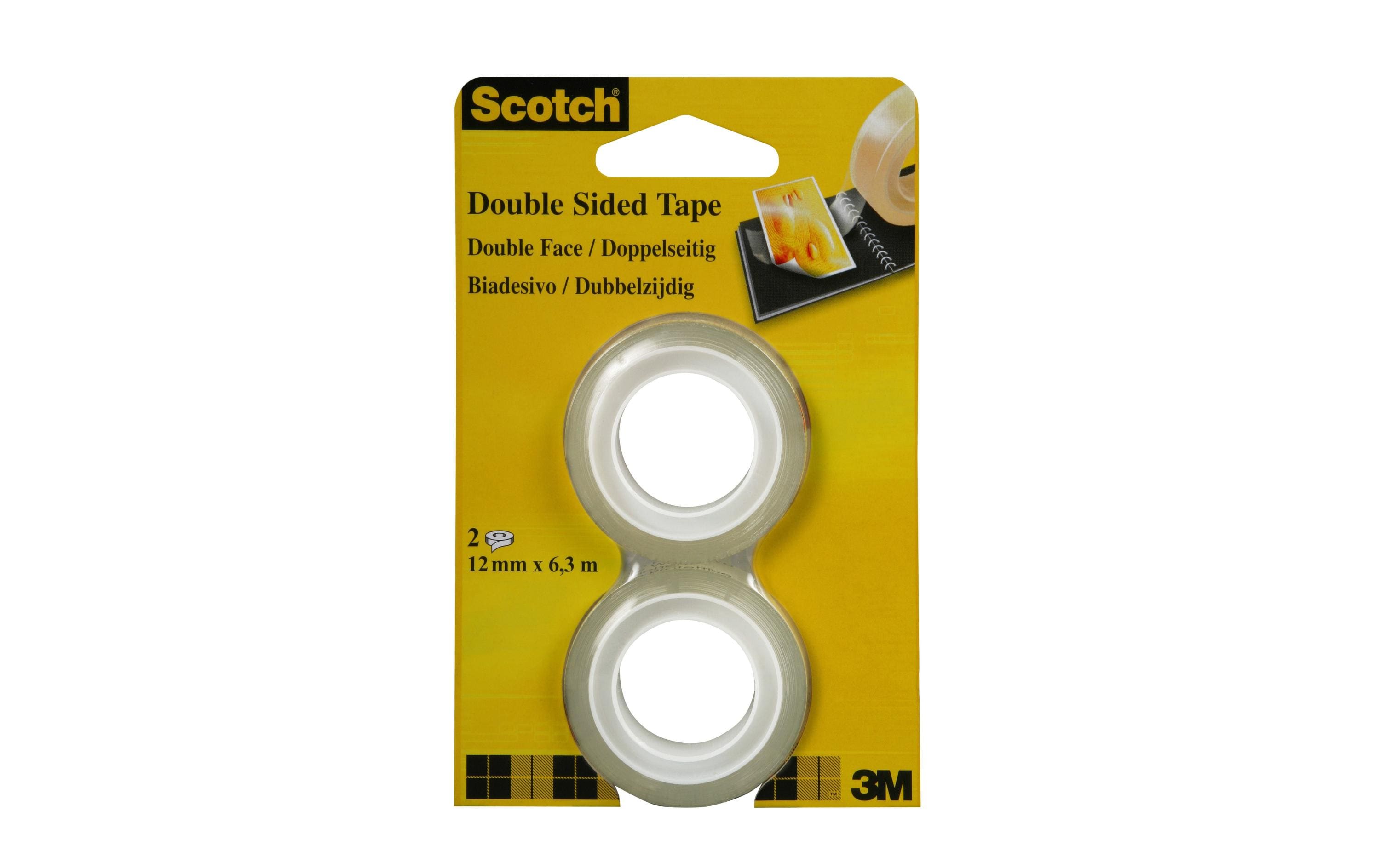 3M Scotch Doppelseitig 2er Pack, 12mm x6.3m 2 Rollen