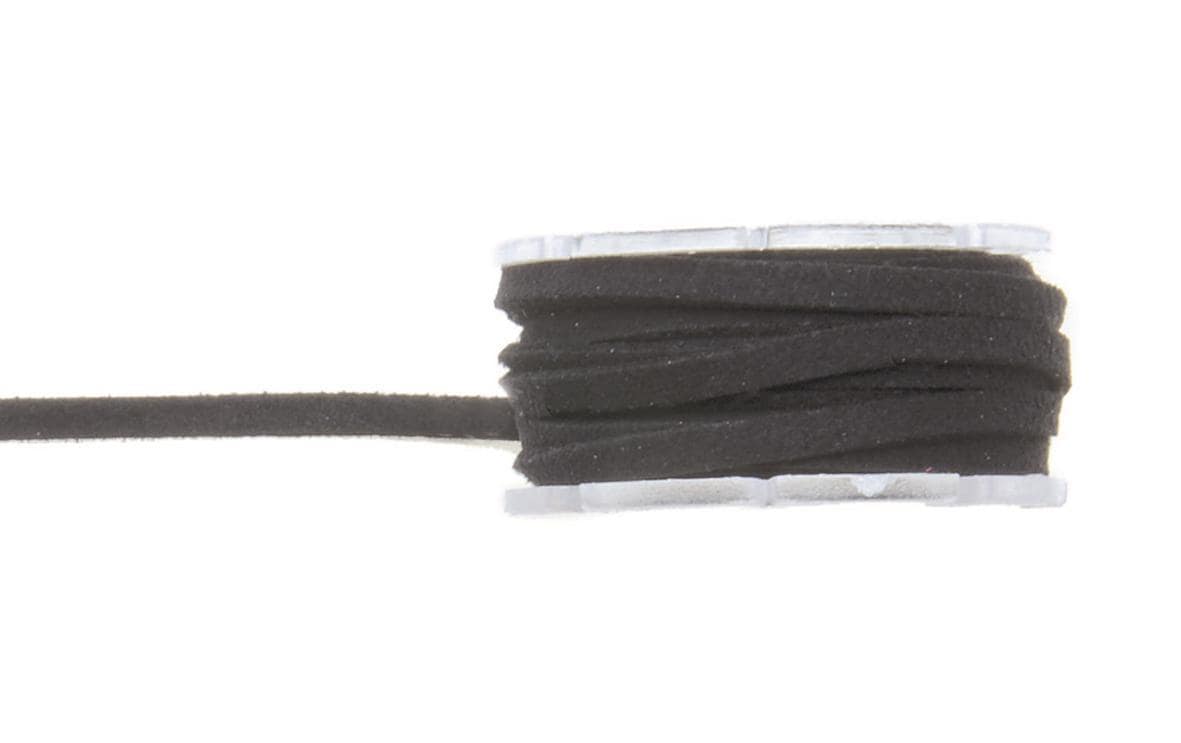Glorex Lederband Velour 3 mm flach Rolle à 2 m, schwarz