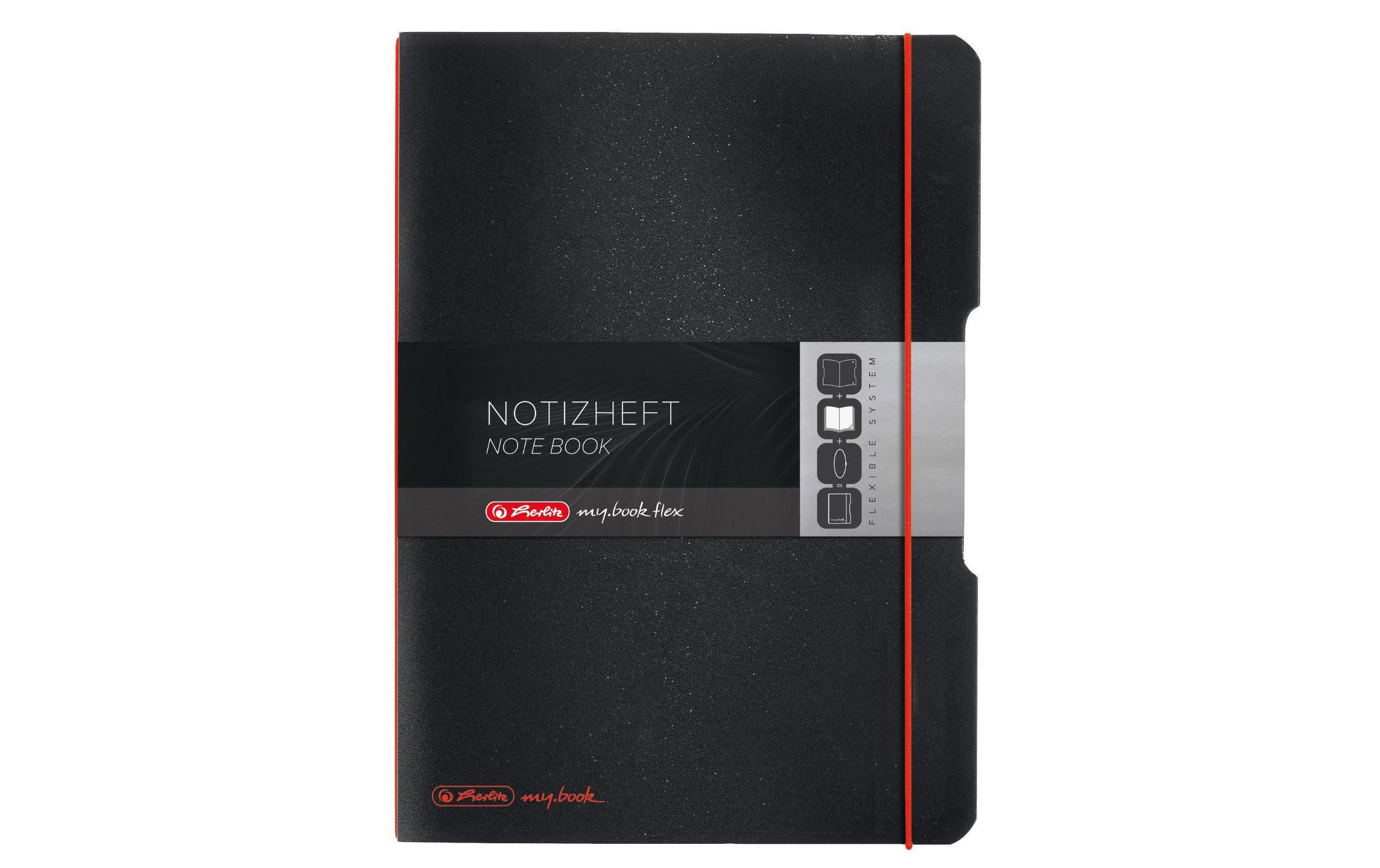 Herlitz my.book flex Notizheft A5 40 Blatt kariert 5x5mm, schwarz