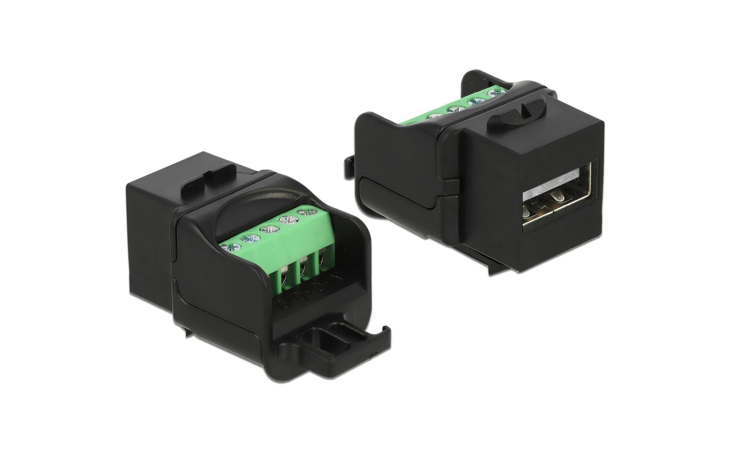 Delock Keystone Modul: USB2.0 Buchse-Terminalblock, schwarz