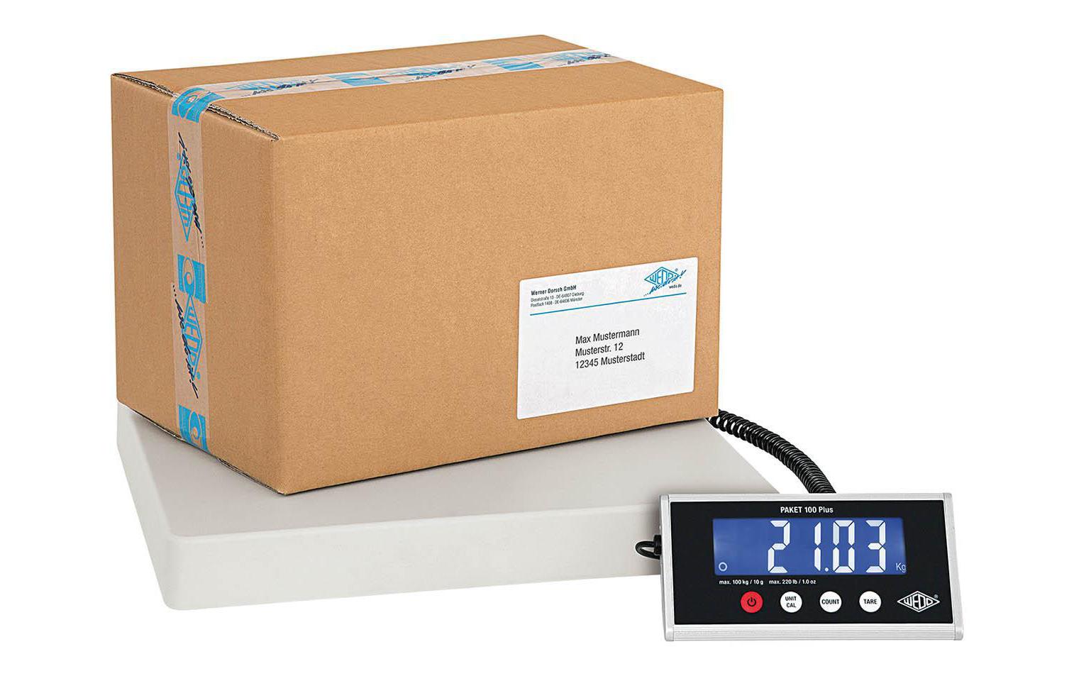 WEDO elektronische Paketwaage 100 Plus bis 100kg mit Zählfunktion