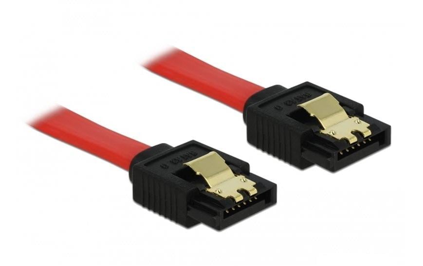 Delock SATA-3 Kabel: 20 cm,Metall Clip, rot 6 Gbps, kompatibel mit Sata2 und 1