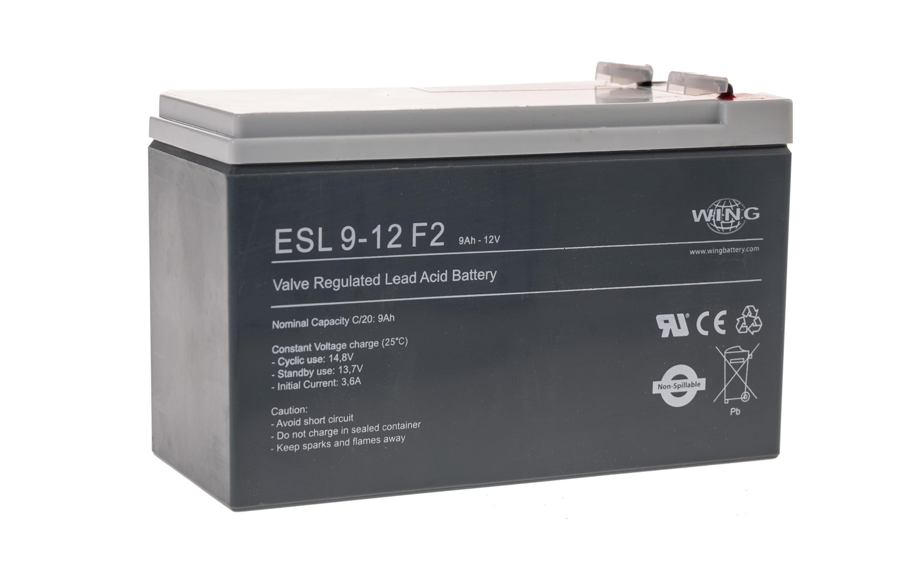 WING Ersatz Bleiakku USV 12V/9Ah 12V/9Ah, 6.3mm Zungen