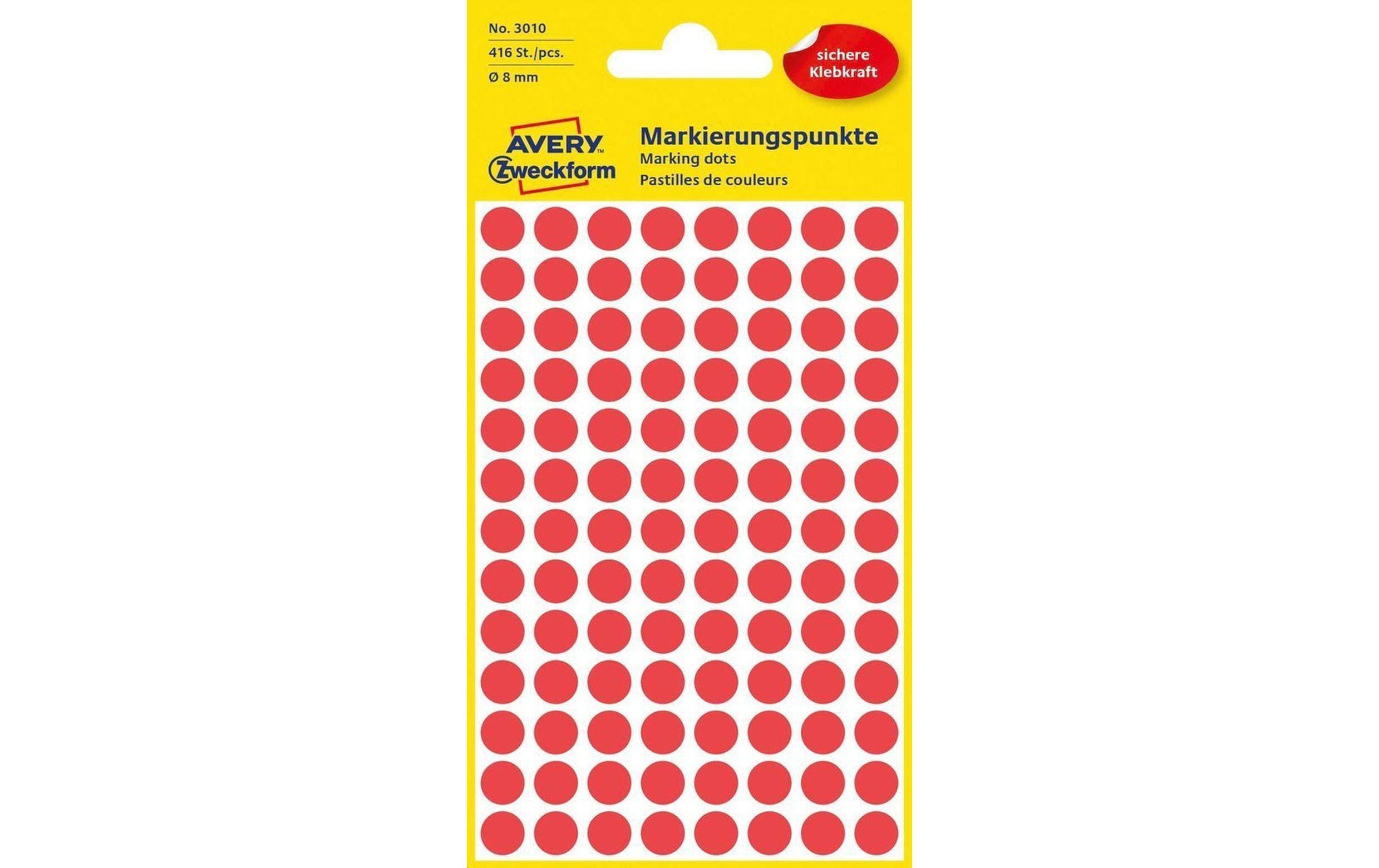 Avery Zweckform Markierungspunkte rot Durchmesser 8mm, 4 Bogen/416 Etiketten