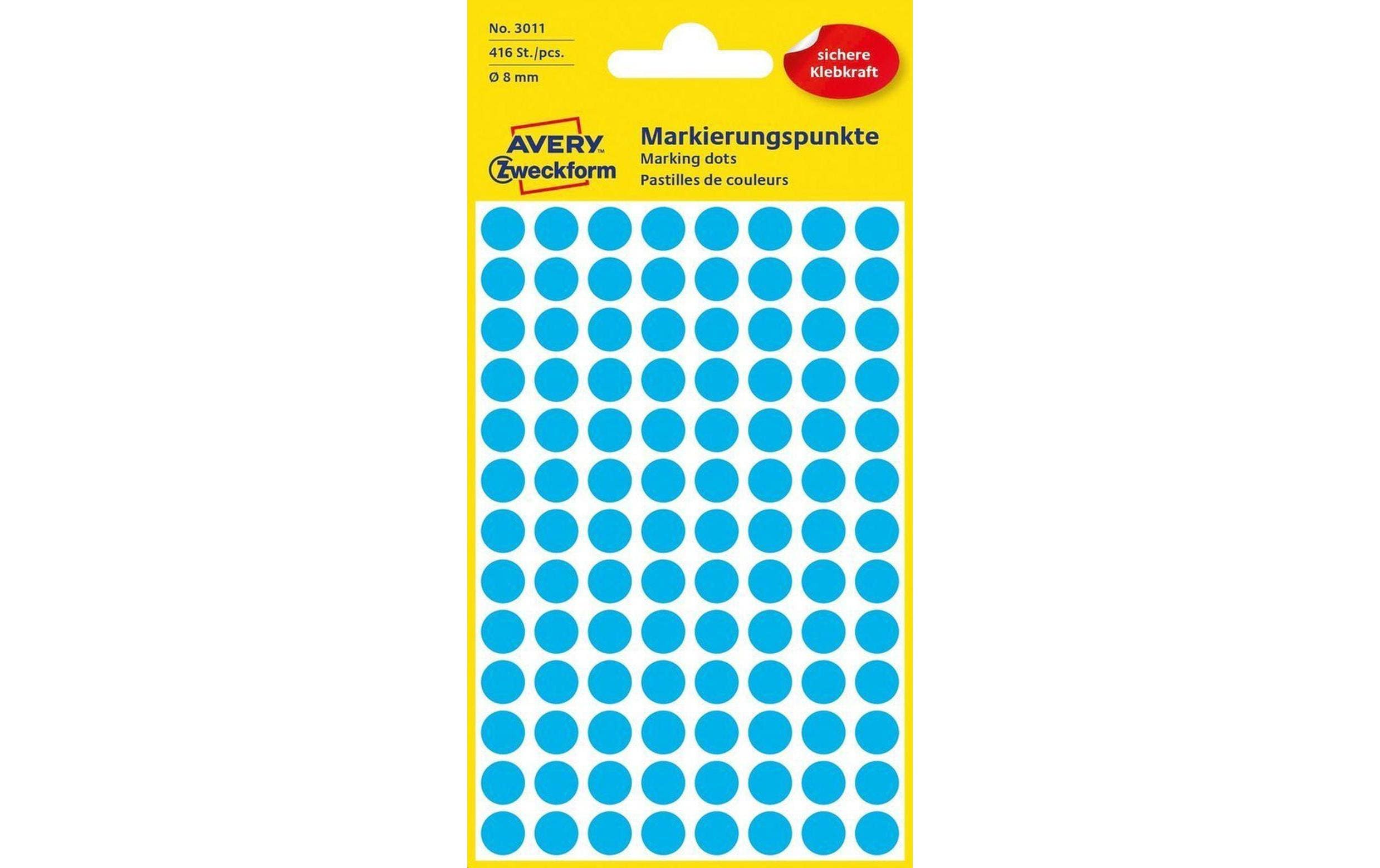 Avery Zweckform Markierungspunkte blau Durchmesser 8mm, 4 Bogen/416 Etiketten