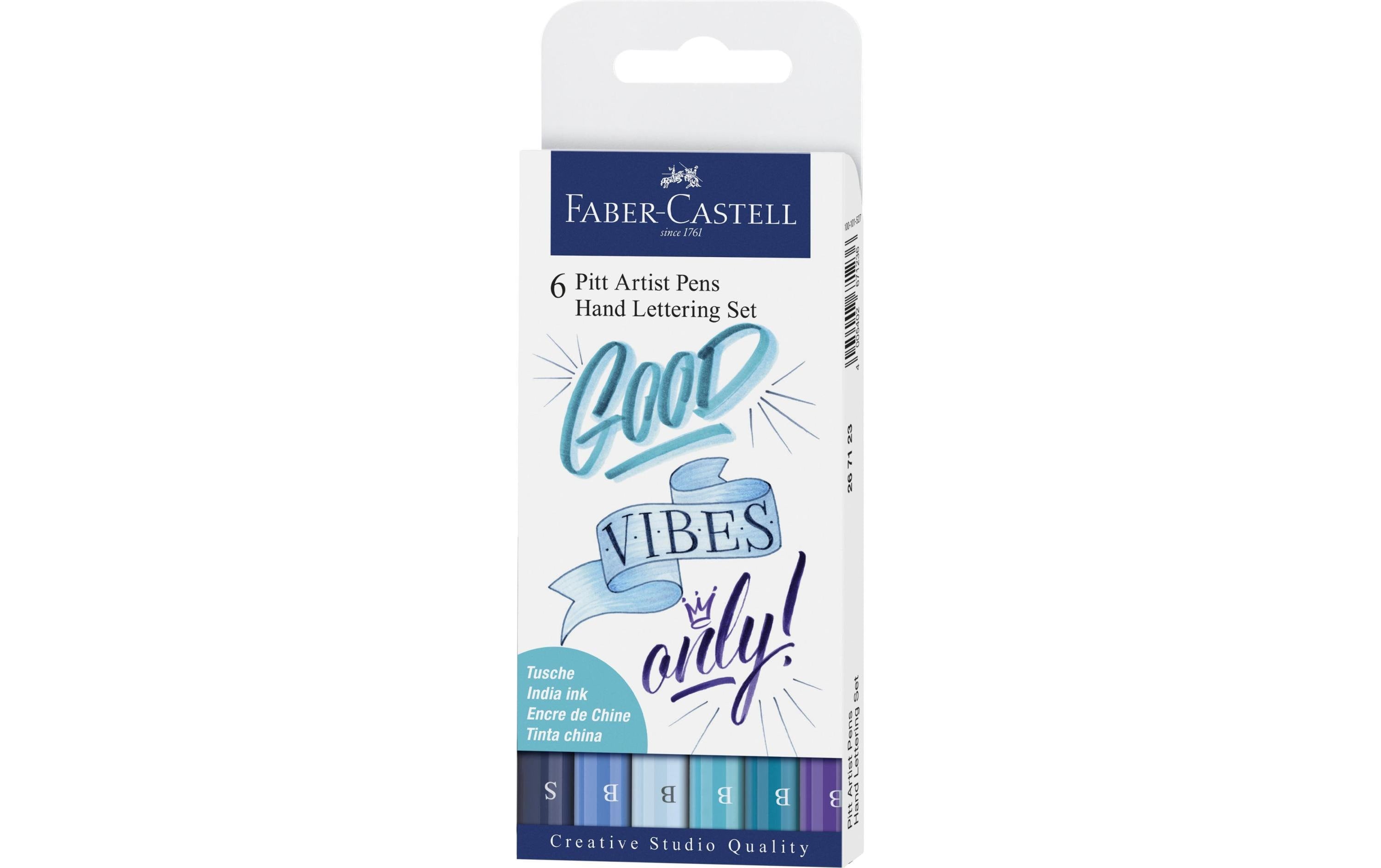 Faber-Castell PITT Artist Pen Handlettring Set 6er Etui, blau