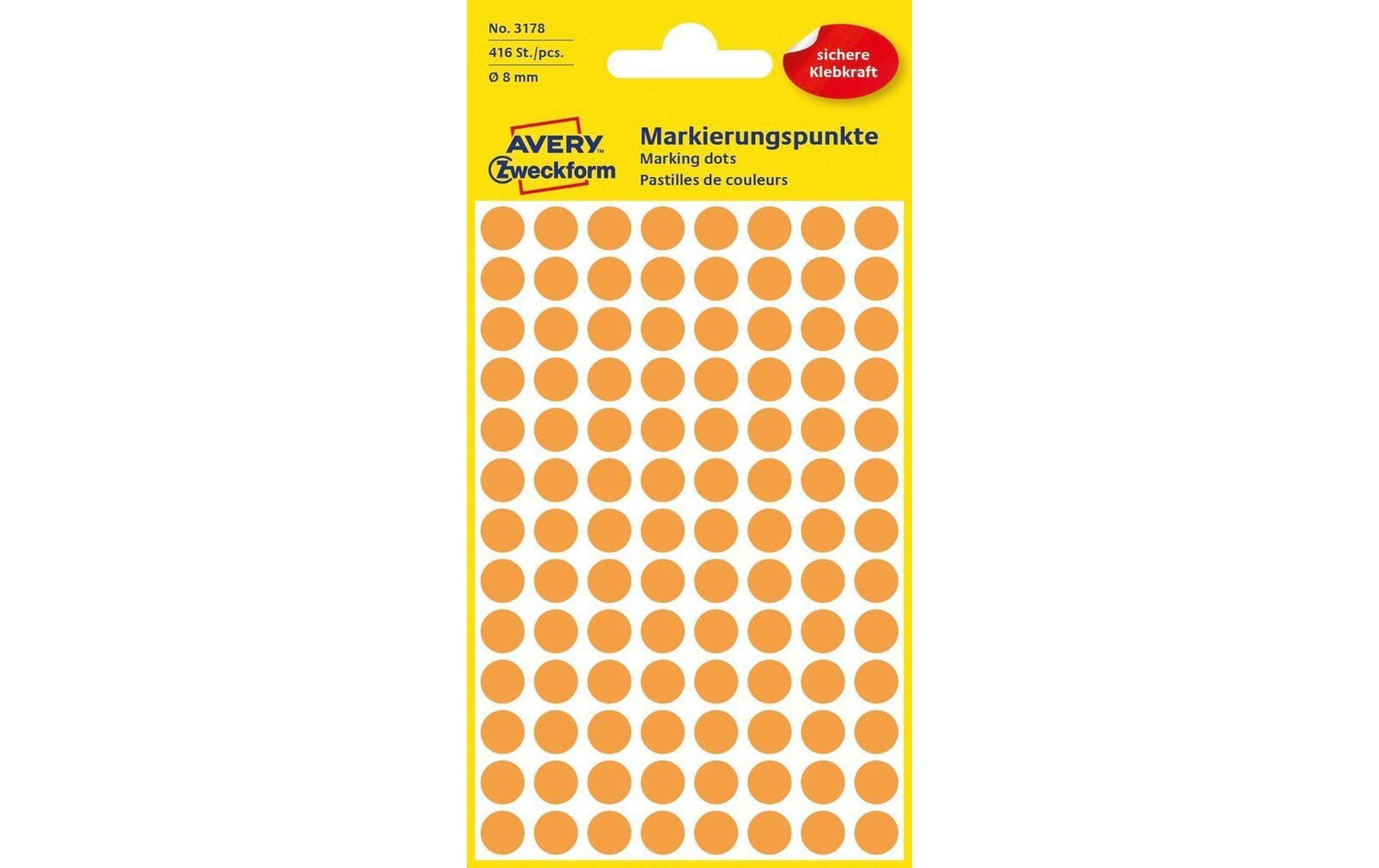 Avery Zweckform Markierungspunkte l-orange Durchmesser 8mm, 4 Bogen/416 Etiketten