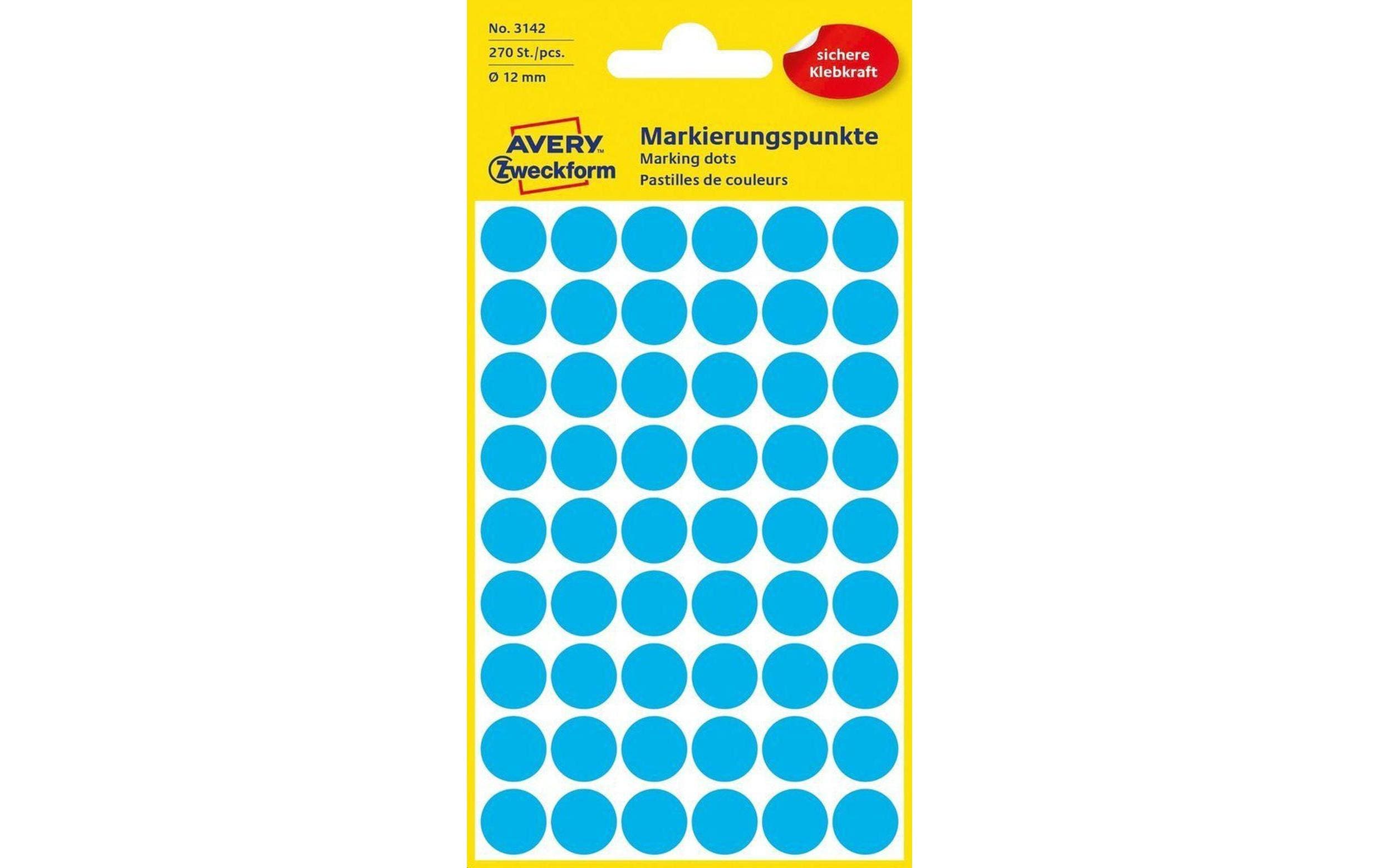 Avery Zweckform Markierungspunkte blau Durchmesser 12mm, 5 Bogen/270 Etiketten