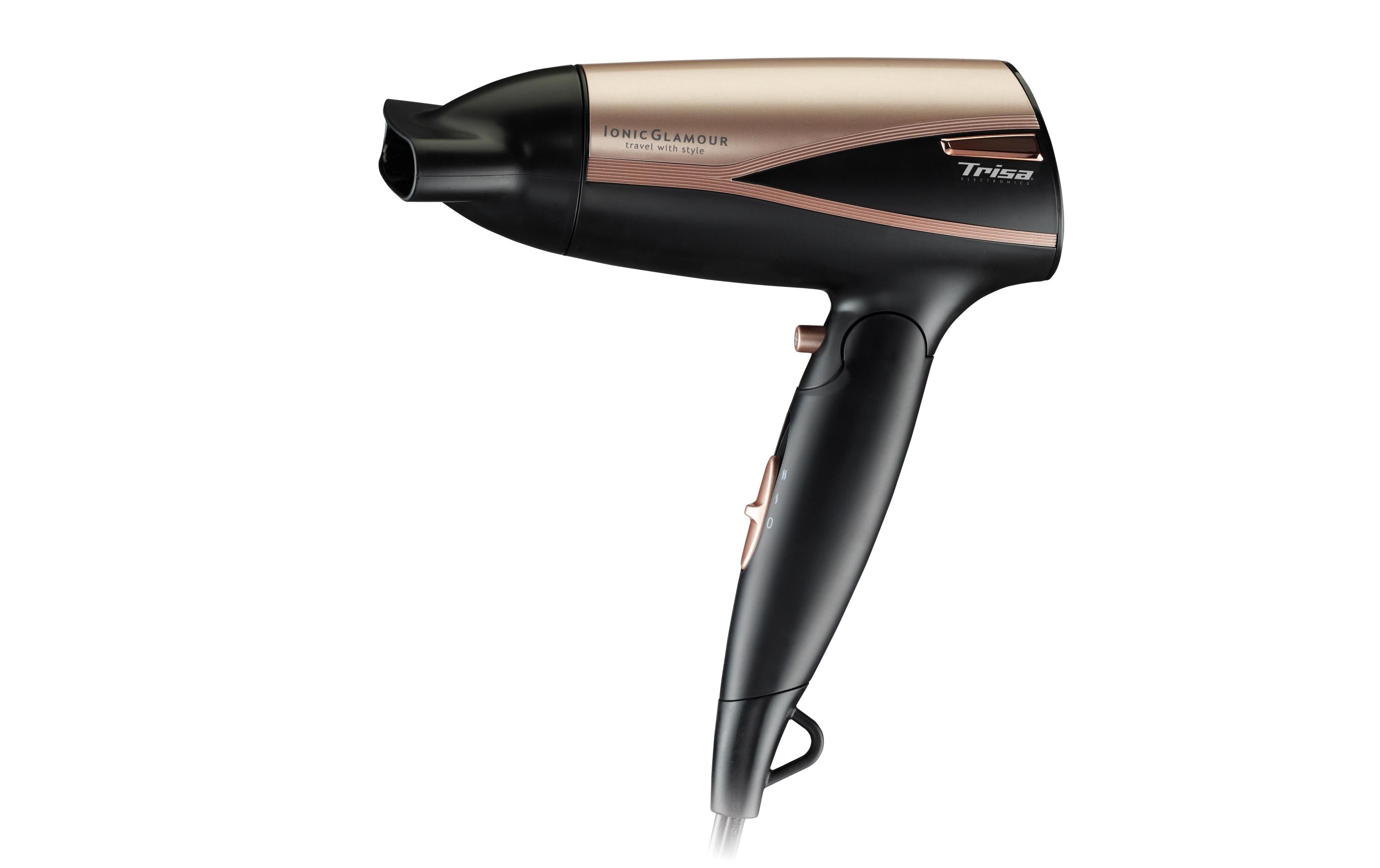 Trisa Reisehaartrockner Ionic Glamour 1600 Watt, 2 Stufen, Kaltluft, Diffusor