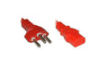 Netzkabel 250V/10A: 1.5 Meter Rot T12 Netzstecker und C13 Buchse