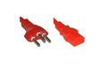 Netzkabel 250V/10A: 2.5 Meter Rot T12 Netzstecker und C13 Buchse