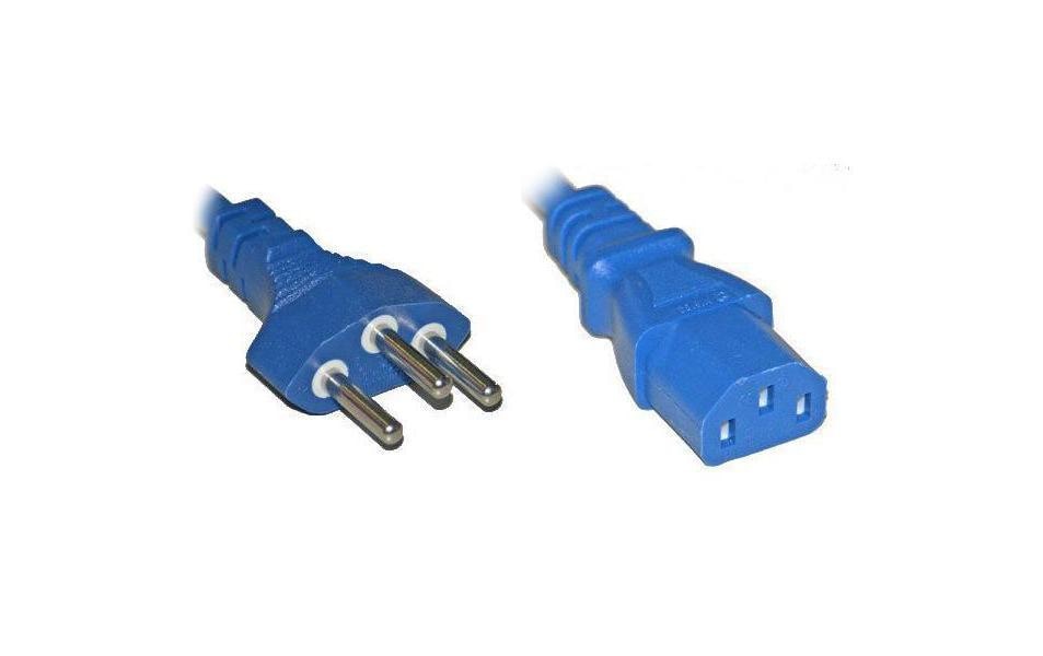 Netzkabel 250V/10A: 2.5 Meter Blau T12 Netzstecker und C13 Buchse