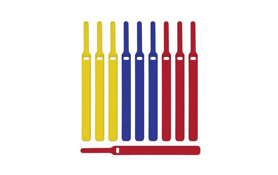 Label-the-cable Klettkabelbinder BASIC STRAPS, rt/gb/bl, 17 cm, 10 Stück