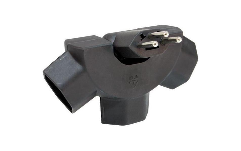 STEKO Abzweigstecker 3xT13 "Peacock" schwarz, sternförmig, kippbar, mit KS