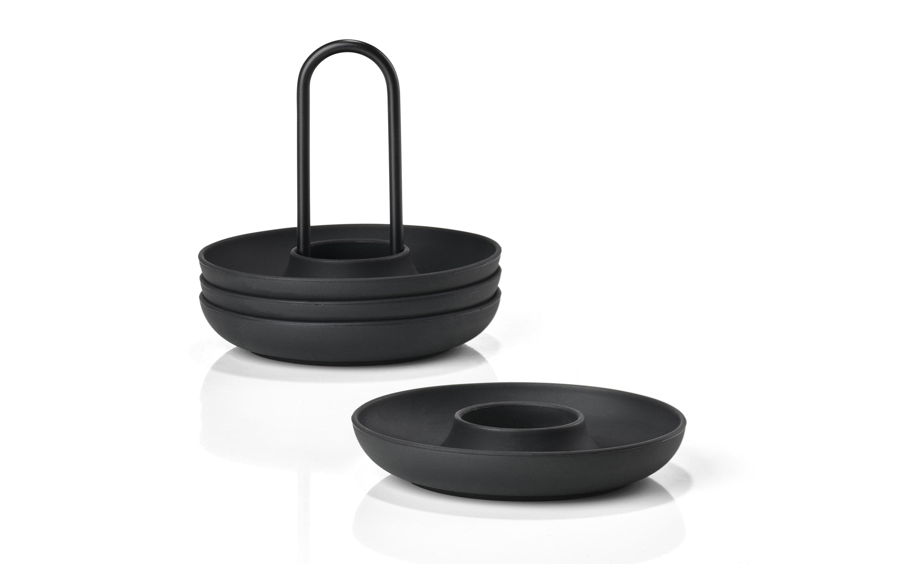 Zone Eierbecher 4er Set Singles Schwarz mit Halterung, HxD: 9.5x11.2cm Silikon/Me