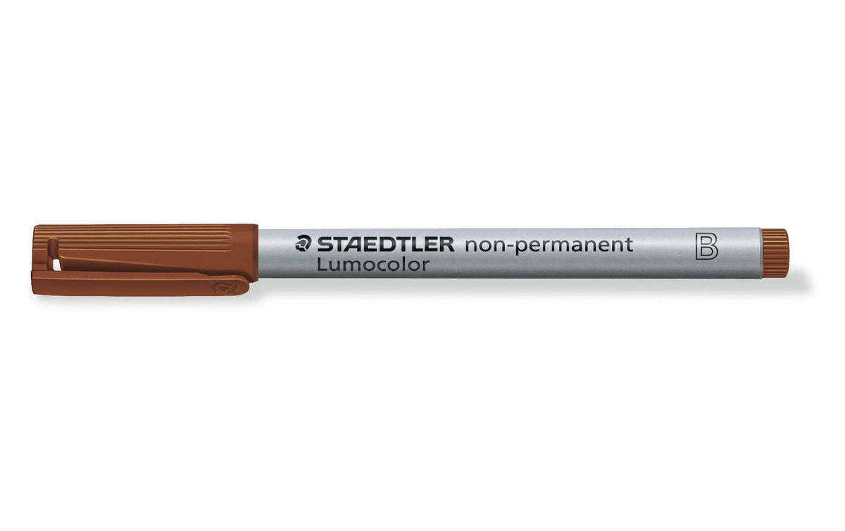 STAEDTLER 312 Folienstift Lumocolor F 10er non-permanent,B-Spitze,1.0-2.5 mm braun