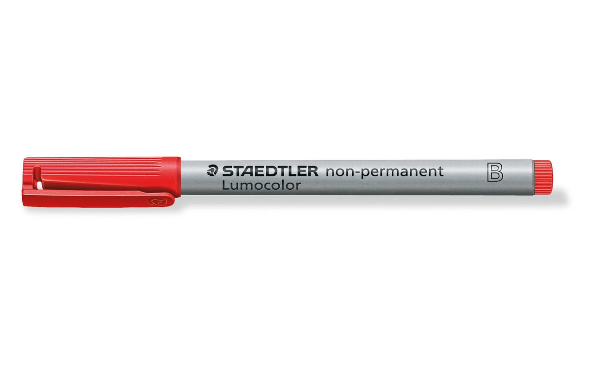 STAEDTLER 312 Folienstift Lumocolor F 10er non-permanent, B-Spitze, ca. 1.0-2.5 mm rot