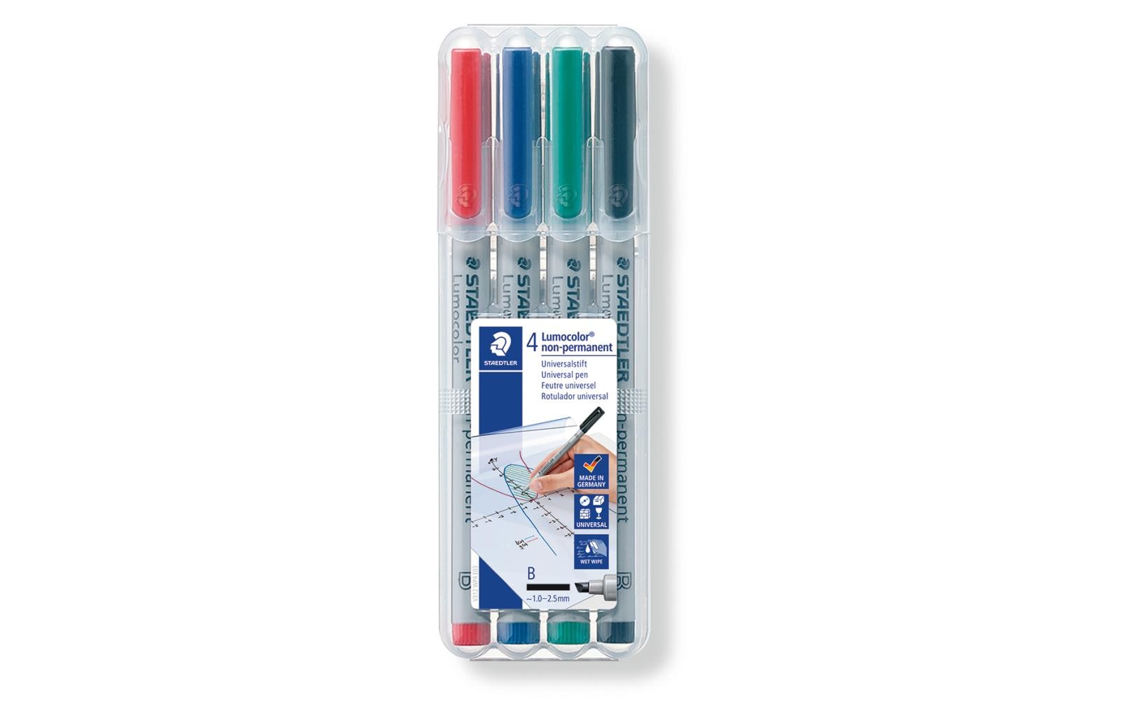 STAEDTLER 312 Folienstift Lumocolor B 4St non-permanent, B-Spitze, ca. 1.0 mm-2.5 mm