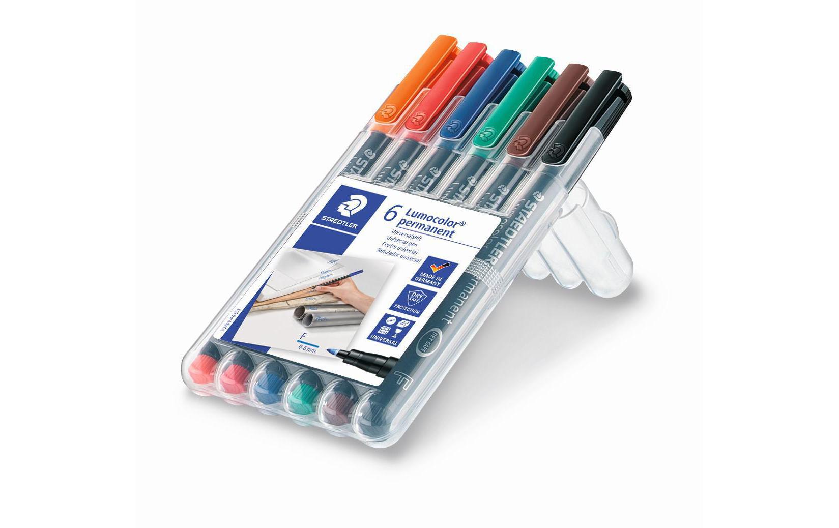 STAEDTLER 318 Folienstift Lumocolor F 6St permanent,S-Spitze, ca. 0.6 mm