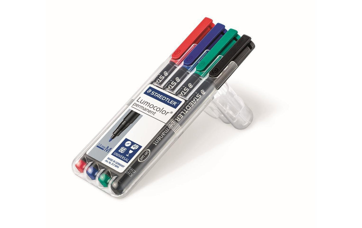 STAEDTLER 317 Folienstift Lumoc M 4St permanent,M-Spitze, ca. 1.0 mm