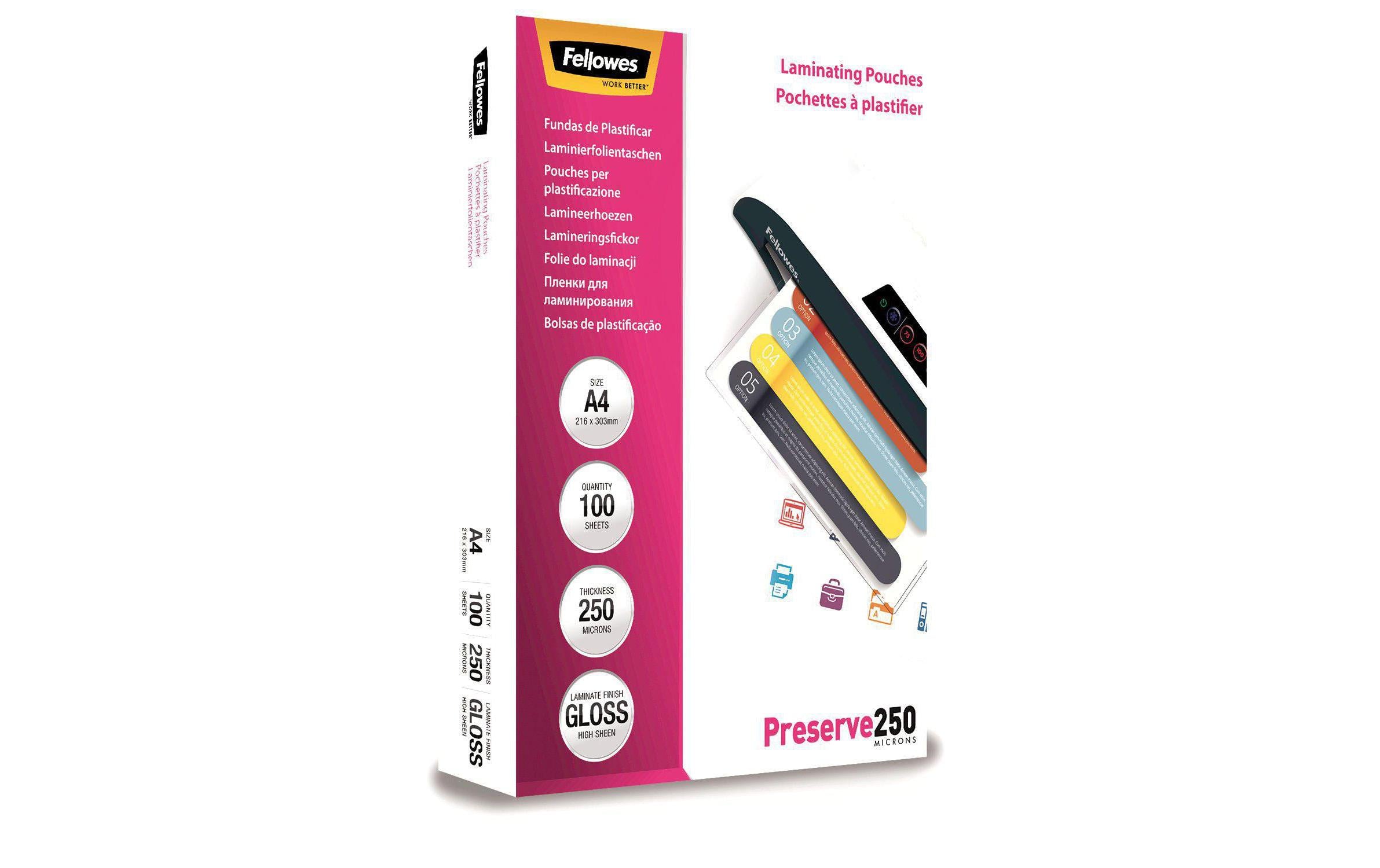 Fellowes Laminierfolien 250 Mikron 100 Stück, A4