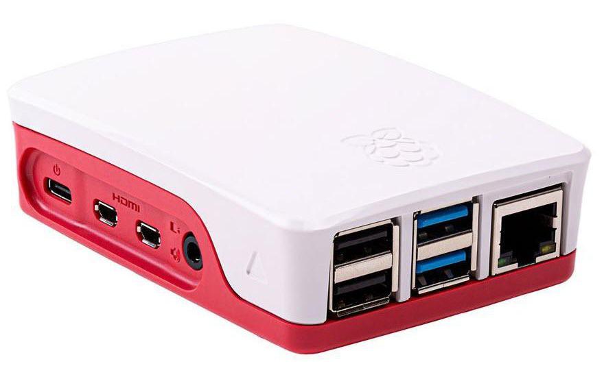 Gehäuse zu Raspberry Pi 4 Model B, (Pi 4B) Farbe: rot/weiss