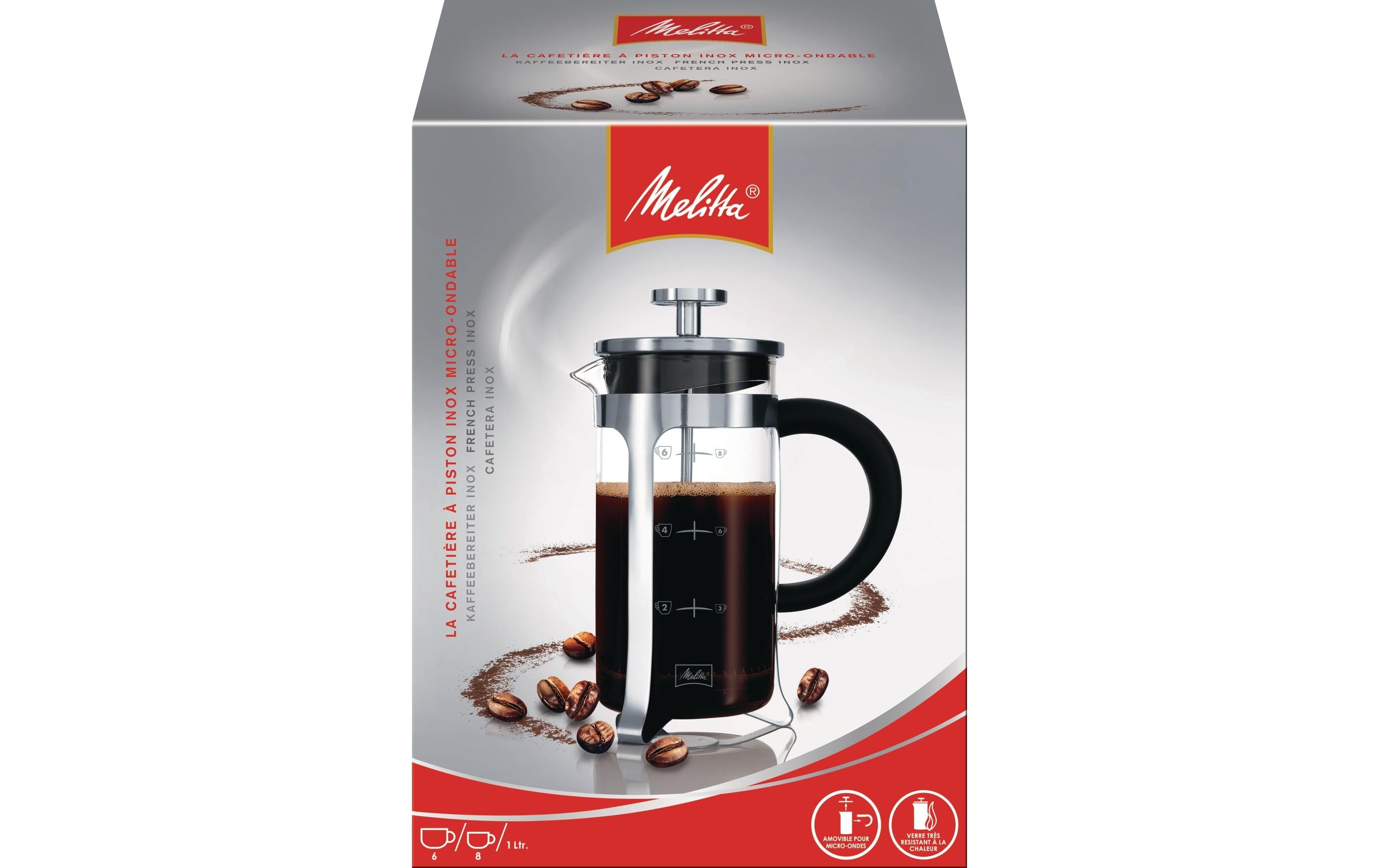 Melitta Kaffeebereiter Inox-Glas Kapazität: 1000 ml / 6-8 Tassen