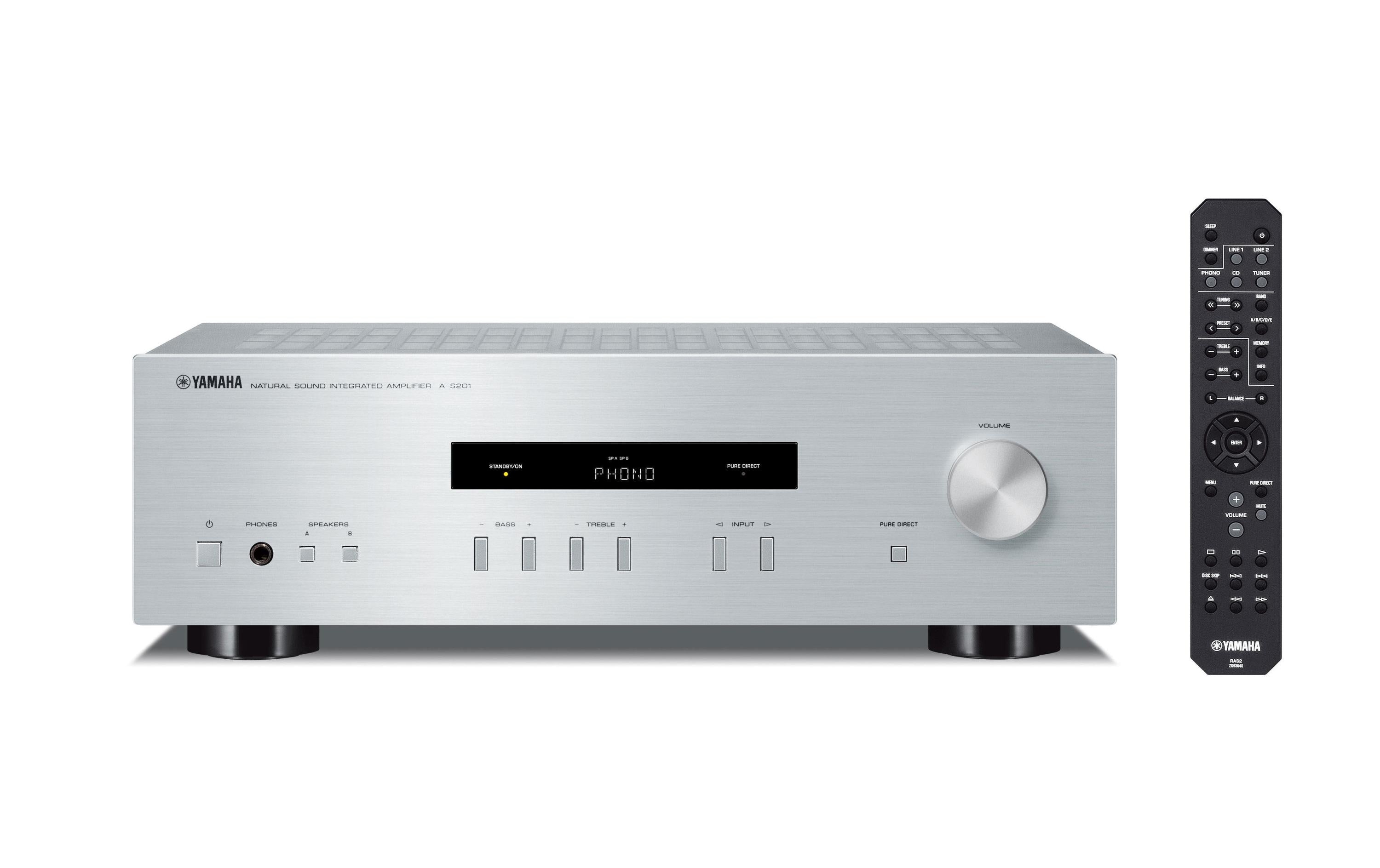 Yamaha A-S201-SI, Stereo Vollverstärker 2x 140Watt, Pure Direct, Silber