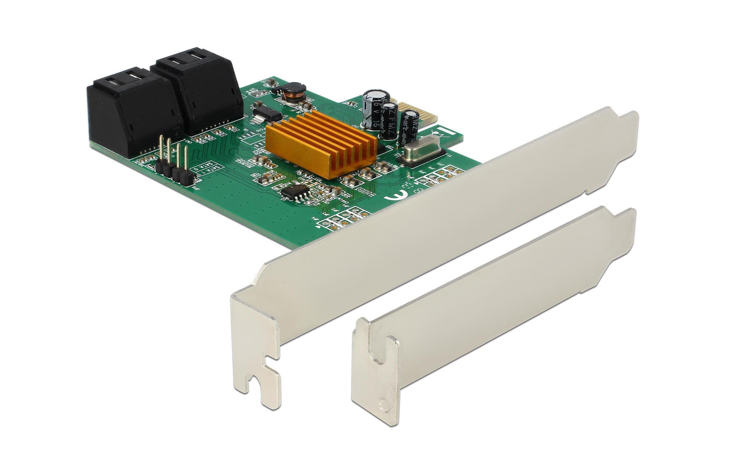 Delock 4x SATA PCI-Ex1 Karte inkl. Low Profile Soltblech, 88SE9215 Chip