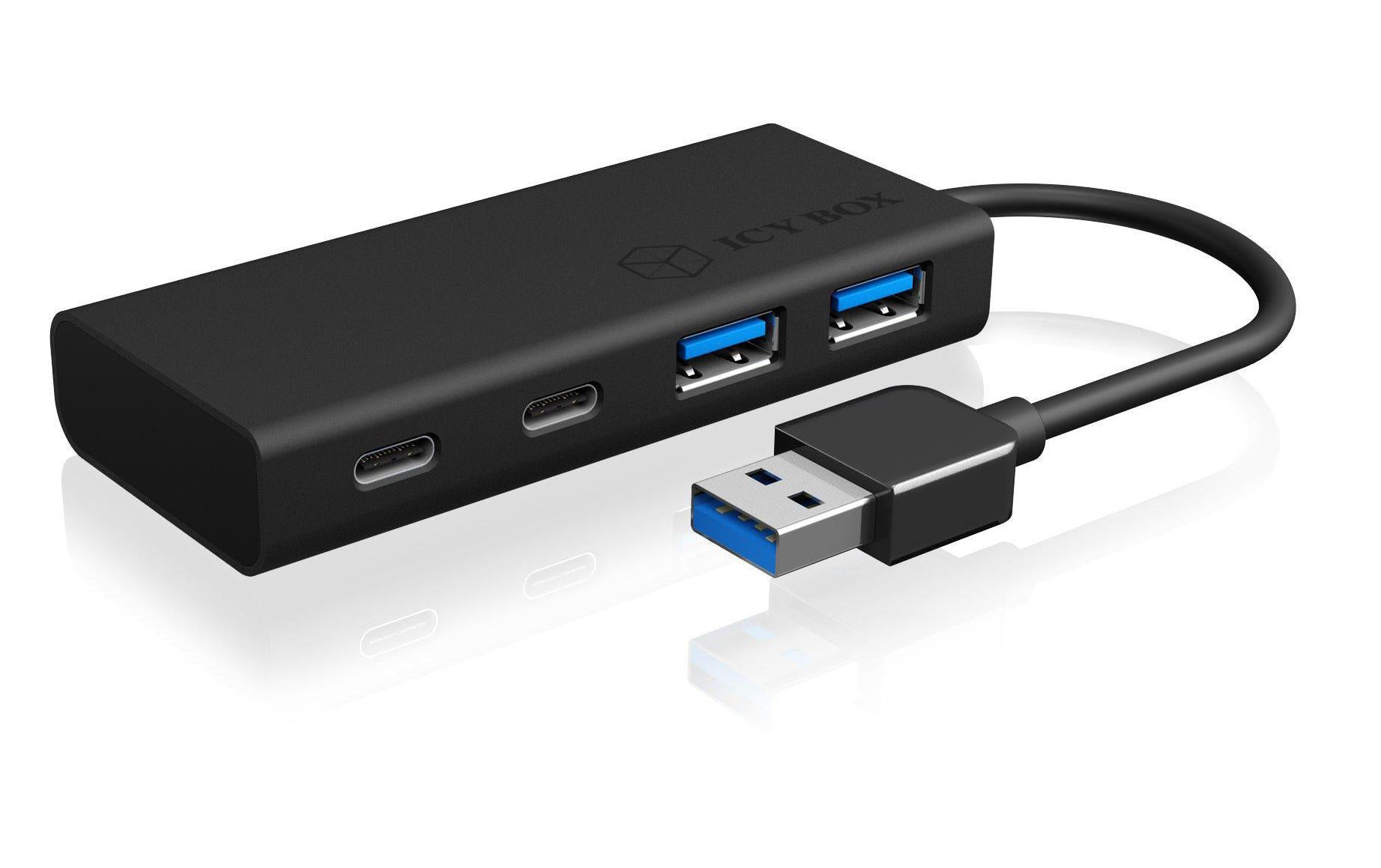 ICY BOX IB-HUB1426-U3, je 2x Type-A/C Anschluss zum PC USB Type-A
