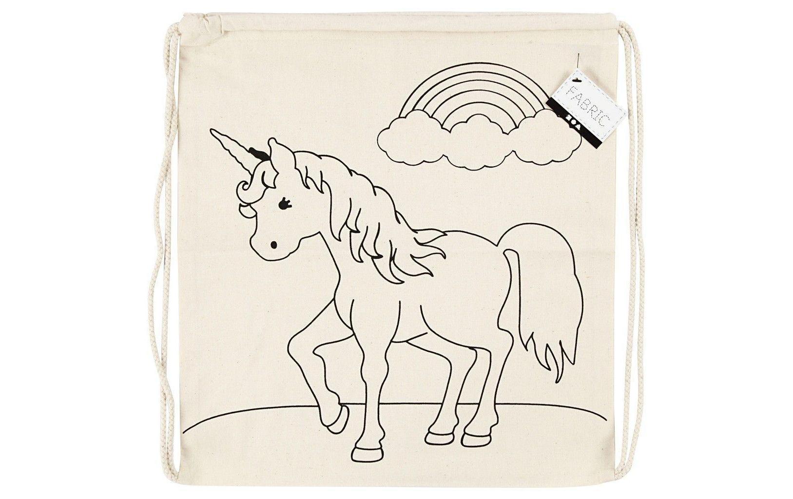 Creativ Company Turnbeutel Hellnatur Einhorn, 1 Stück, 37 x 41 cm