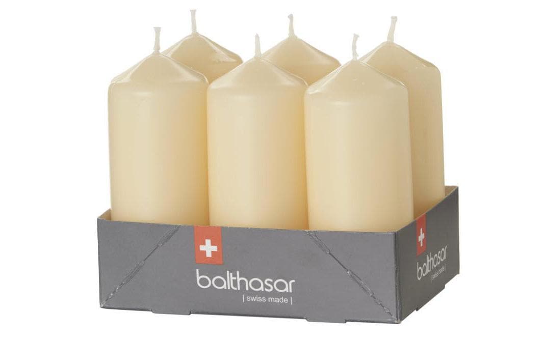 balthasar Zylinderkerze écru 6er B: 40 x H: 95 mm