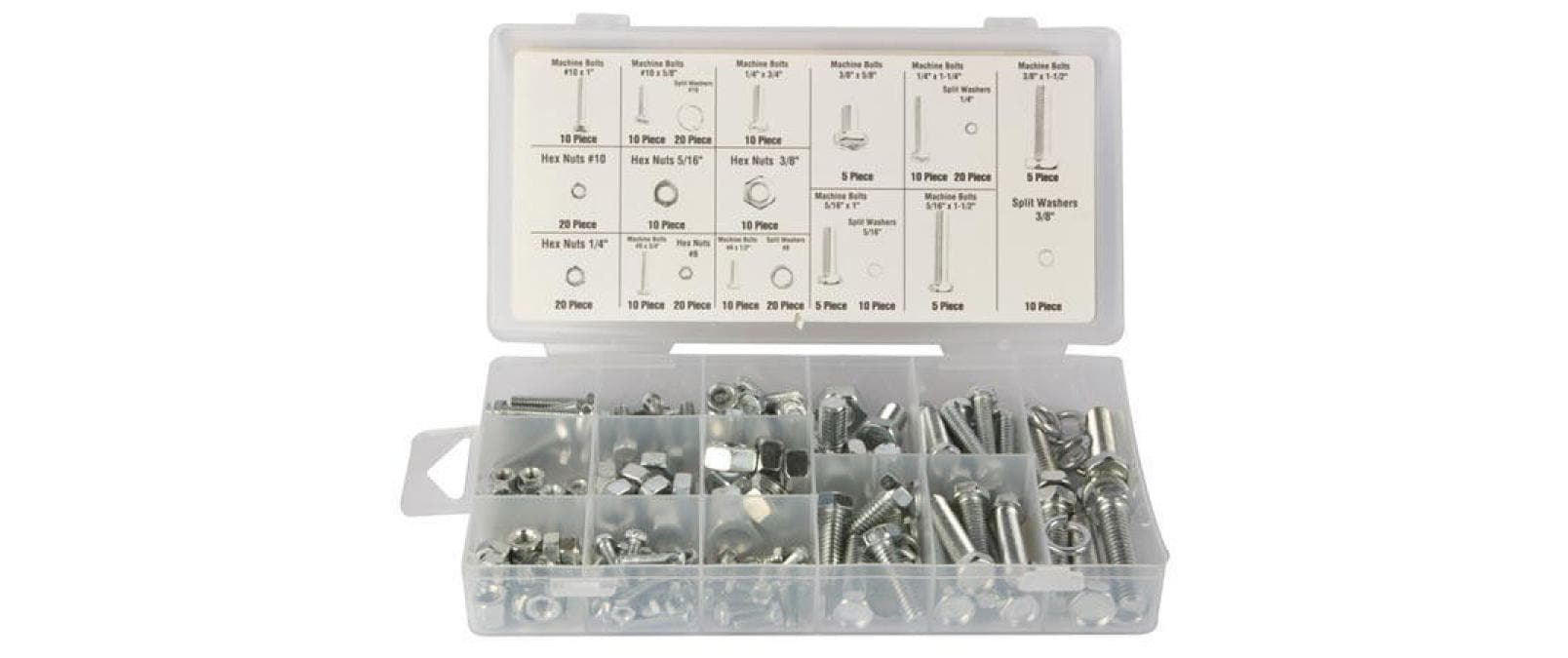 Perel Muttern-Schrauben-Set HAS06, 240tlg. M4-M10 Schrauben, Muttern, U-Scheiben
