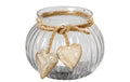 Boltze Windlicht Rudy, Glas, transparent H: 10 cm, Ø: 13 cm