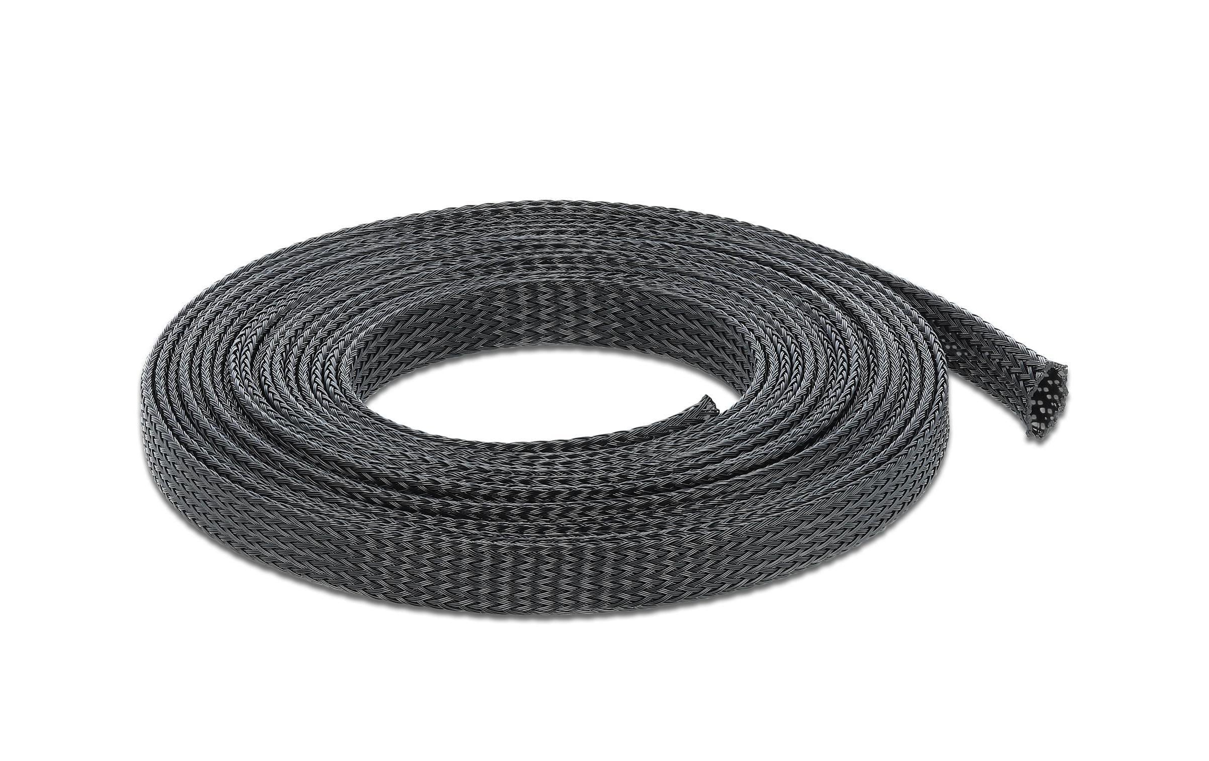 Delock Geflechtskabelschlauch, 5mx12mm, sw dehnbar,schneidbar,hitzebeständig
