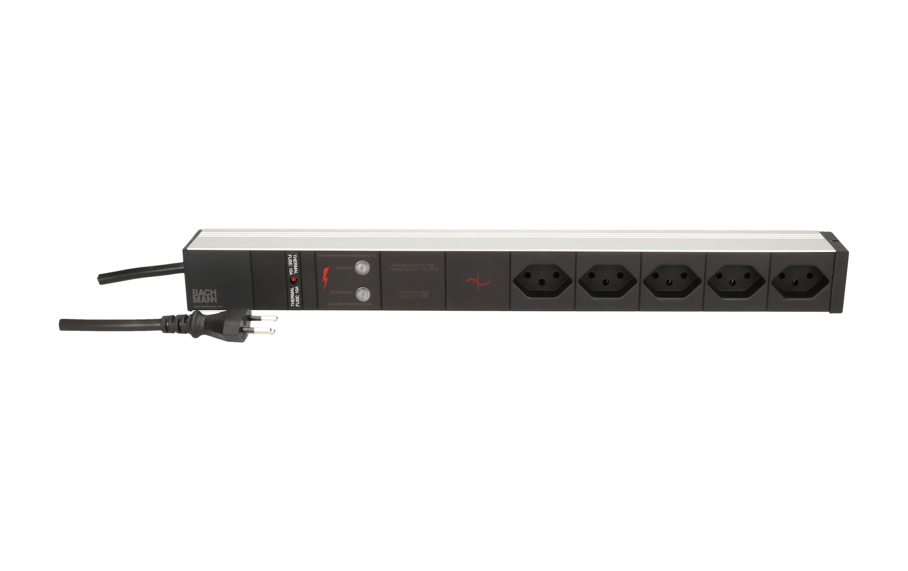 PDU 19" 5xT13 sw 1HE, ÜSS/NF