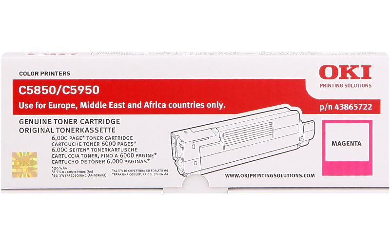 Toner magenta zu OKI C5850/5950 43865722, 6000 Seiten @5% Deckung