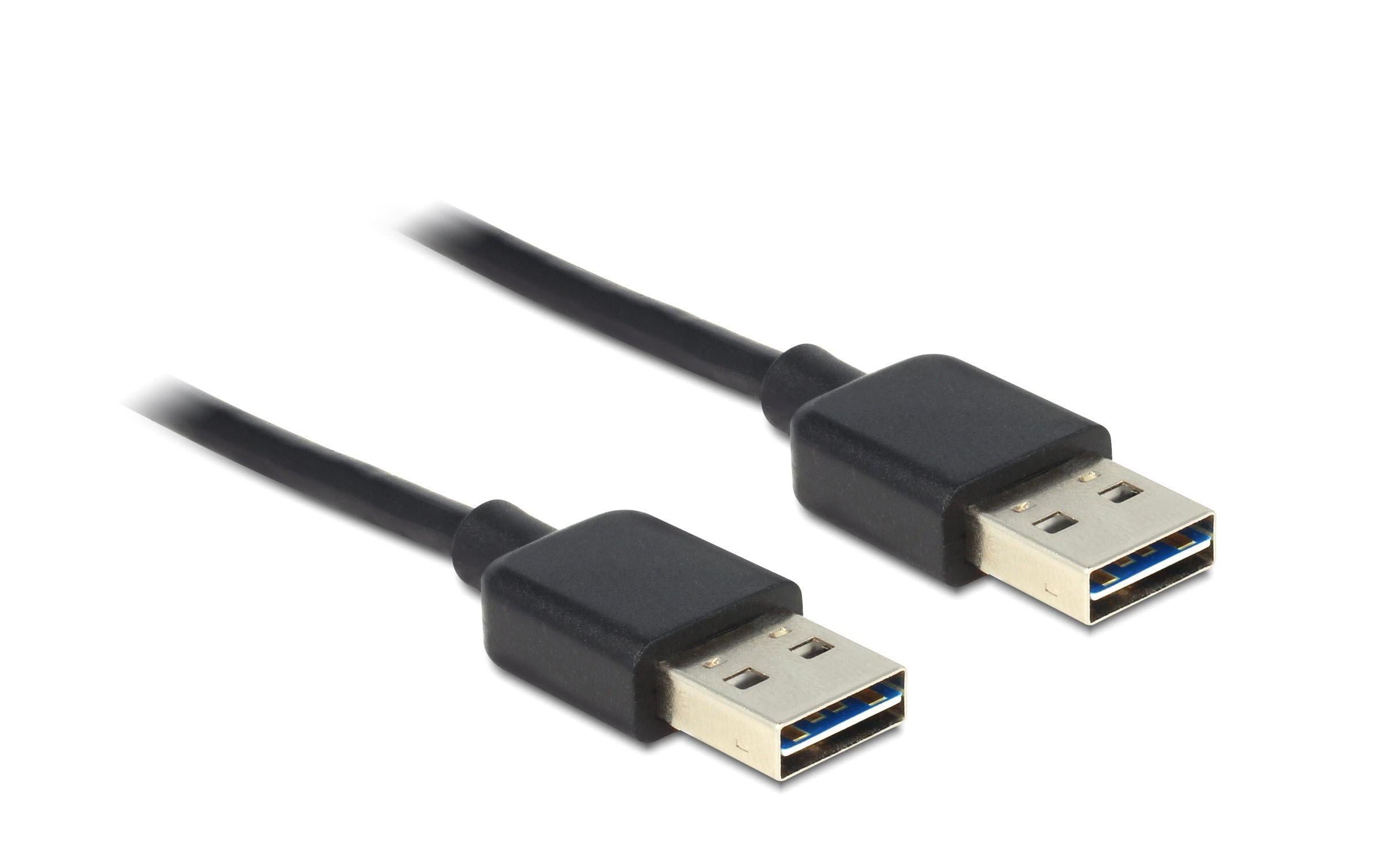 USB2.0 Easy Kabel, A-Stecker zu A-Stecker 3m, Stecker beidseitig einsteckbar, schwarz
