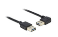 USB2.0 Easy Kabel, A-St.-A.St., gewinkelt 1m, Stecker beidseitig einsteckbar, schwarz