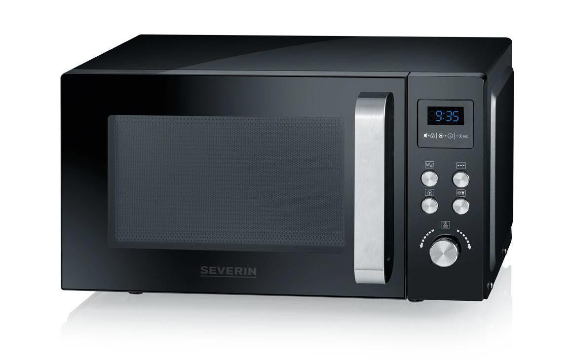 Severin Mikrowelle mit Grill 7752 schwarz 25 Liter, Grill 1000 Watt, LED Display