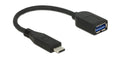 Delock USB3.1 Adapter A-Buchse-TypC Stecker 0.1m,10Gbps, Gen2, schwarz