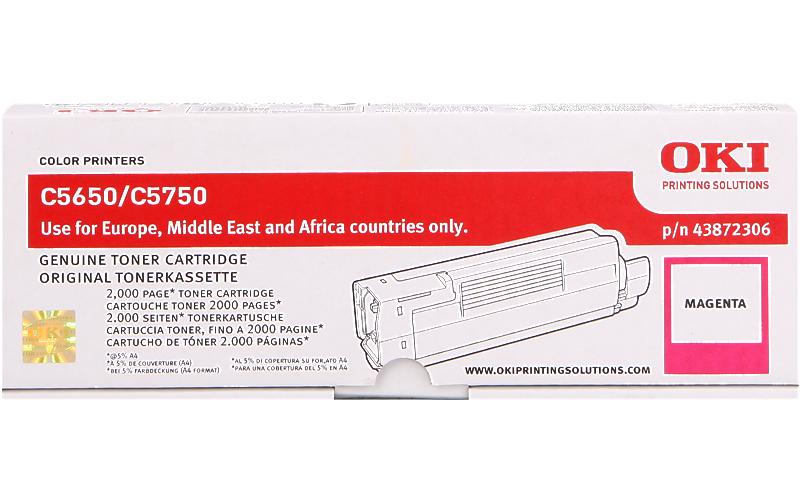 Toner magenta zu OKI C5650/5750 43872306, 2000 Seiten @5% Deckung